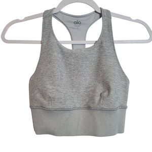 Alo Yoga Serenity Bra Women's Size Small Light Gray Heather Athleisure Gym